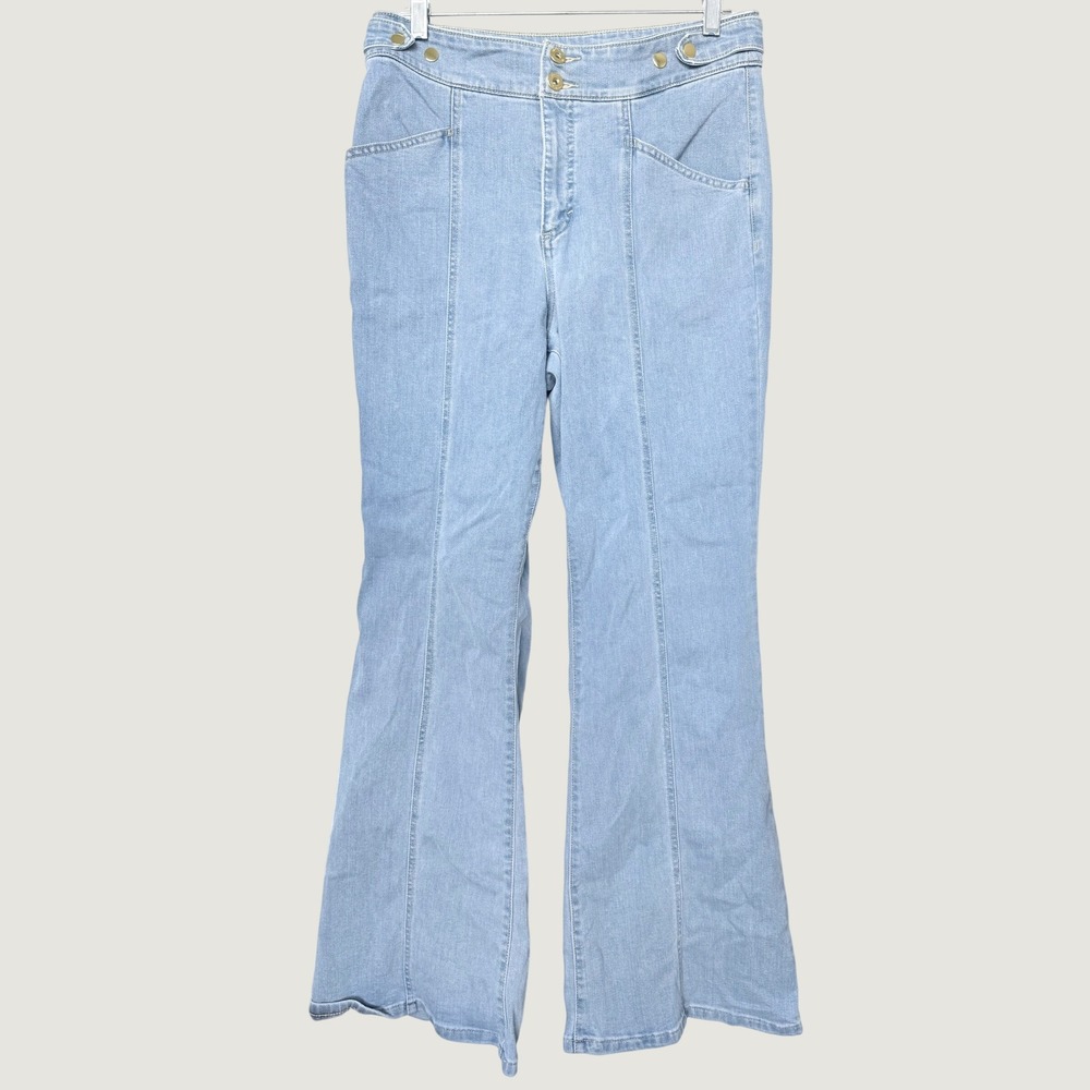 Women's Light Wash Flare Jeans Bootcut Seam Front Western Casual Sz 10/30